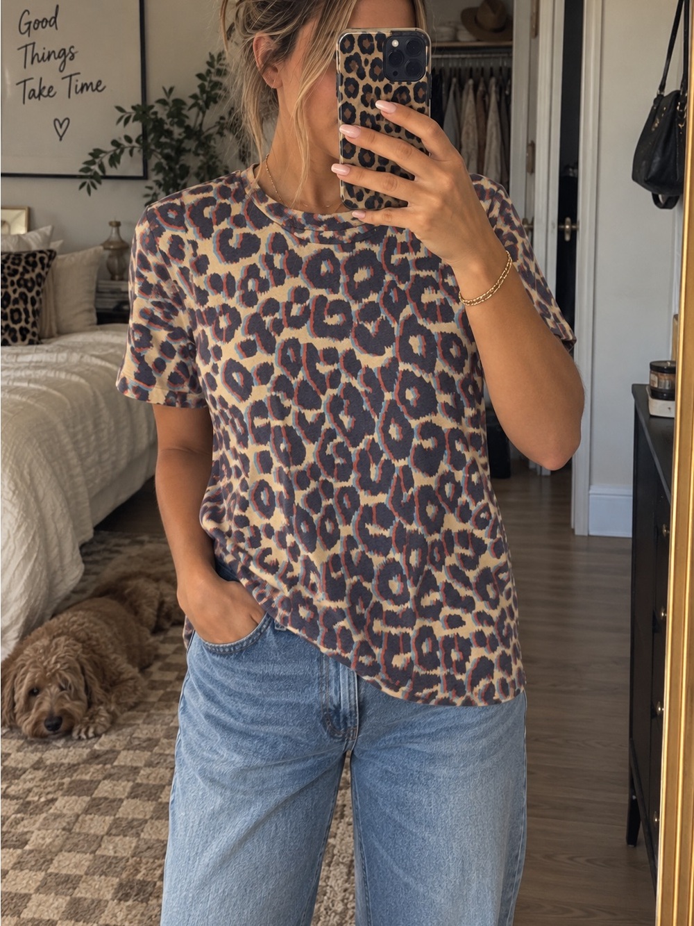Anthropologie X Sol Angeles Leopard Print Short Sleeve Tee
